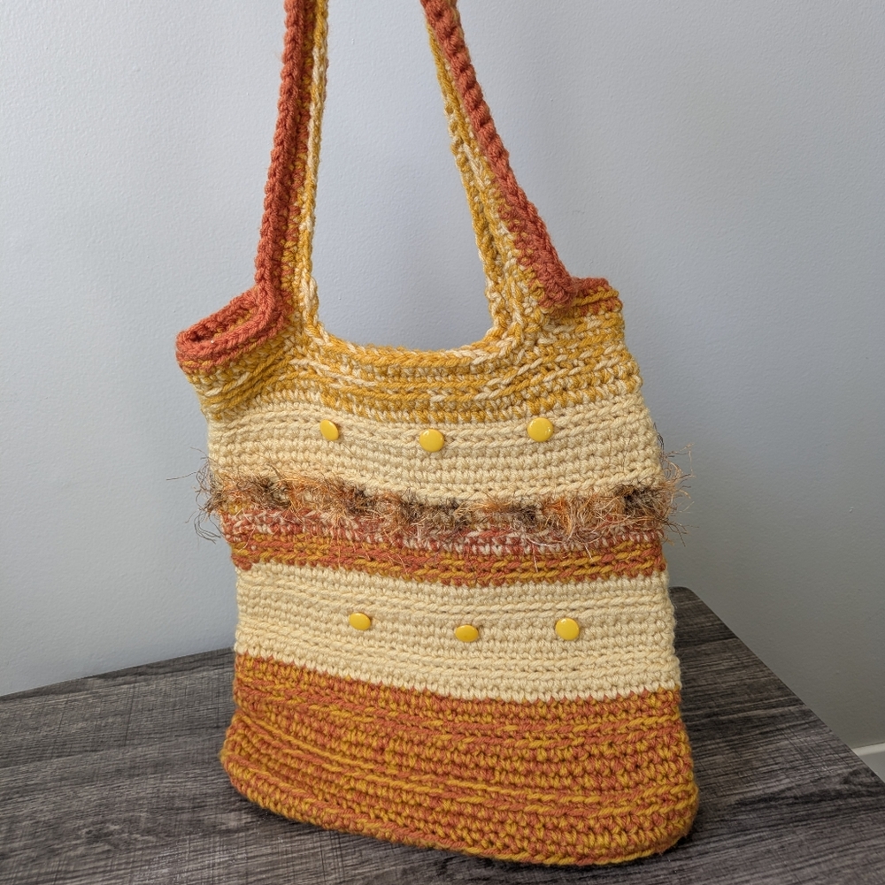 ✨ Vintage 70s Vibe Crochet Tote Bag | Boho Cottagecore Shoulder Bag